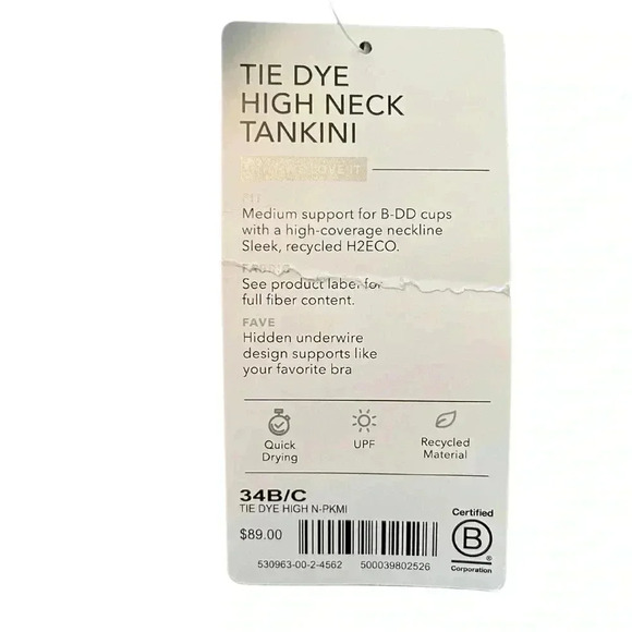 Athleta Tie Dye High Neck Tankini Swim Top Size 34 B/C NWT - Picture 3 of 8